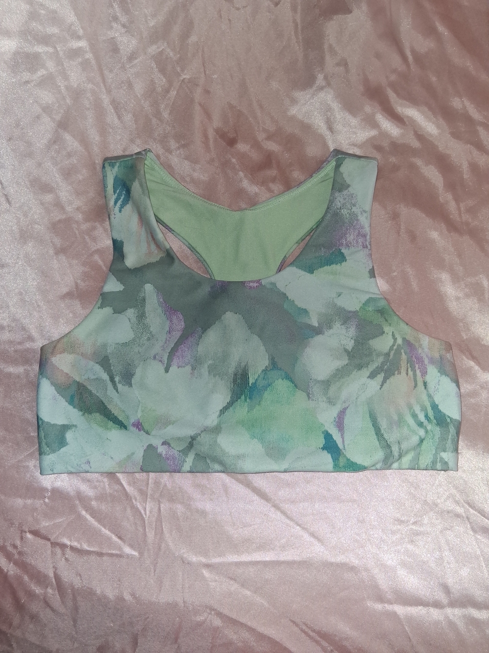 SET OF 2 DSG Mint Green Floral Print Kids Sports Bra